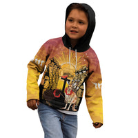 Australia And New Zealand ANZAC Kid Hoodie Aussie Kangaroo With Aotearoa Kiwi Lest We Forget LT14 - Polynesian Pride
