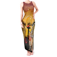 Australia And New Zealand ANZAC Tank Maxi Dress Aussie Kangaroo With Aotearoa Kiwi Lest We Forget LT14 Women Yellow - Polynesian Pride