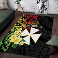 Wallis and Futuna Victory Day Area Rug Liberty Equality Fraternity Polynesian Plumeria LT14 Black - Polynesian Pride