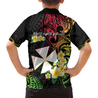 Wallis and Futuna Victory Day Family Matching Puletasi and Hawaiian Shirt Liberty Equality Fraternity Polynesian Plumeria