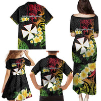 Wallis and Futuna Victory Day Family Matching Puletasi and Hawaiian Shirt Liberty Equality Fraternity Polynesian Plumeria