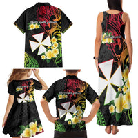 Wallis and Futuna Victory Day Family Matching Tank Maxi Dress and Hawaiian Shirt Liberty Equality Fraternity Polynesian Plumeria