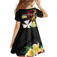 Wallis and Futuna Victory Day Kid Short Sleeve Dress Liberty Equality Fraternity Polynesian Plumeria