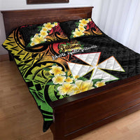 Wallis and Futuna Victory Day Quilt Bed Set Liberty Equality Fraternity Polynesian Plumeria