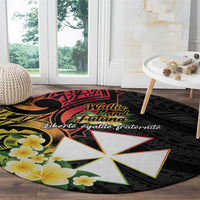 Wallis and Futuna Victory Day Round Carpet Liberty Equality Fraternity Polynesian Plumeria