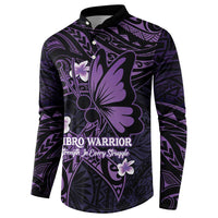 Personalised Fibromyalgia Awareness Month Button Sweatshirt Fibro Warrior Strength In Every Struggle LT14 - Polynesian Pride