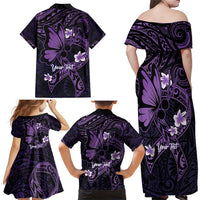 Personalised Fibromyalgia Awareness Month Family Matching Off Shoulder Maxi Dress and Hawaiian Shirt Fibro Warrior Strength In Every Struggle