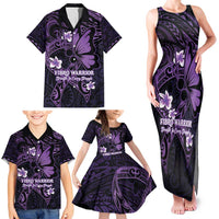 Personalised Fibromyalgia Awareness Month Family Matching Tank Maxi Dress and Hawaiian Shirt Fibro Warrior Strength In Every Struggle