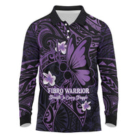 Personalised Fibromyalgia Awareness Month Long Sleeve Polo Shirt Fibro Warrior Strength In Every Struggle