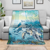 Personalized Snorkeling Hawaii Blanket Ocean Lover Hawaiian Kakau Honu Turtle LT14 - Polynesian Pride