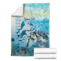 Personalized Snorkeling Hawaii Blanket Ocean Lover Hawaiian Kakau Honu Turtle LT14 - Polynesian Pride