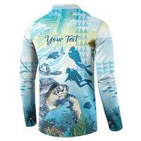 Personalized Snorkeling Hawaii Button Sweatshirt Ocean Lover Hawaiian Kakau Honu Turtle LT14 - Polynesian Pride