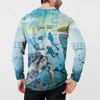 Personalized Snorkeling Hawaii Button Sweatshirt Ocean Lover Hawaiian Kakau Honu Turtle LT14 - Polynesian Pride
