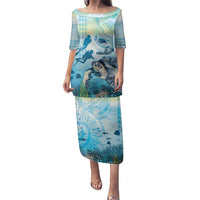 Personalized Snorkeling Hawaii Family Matching Puletasi and Hawaiian Shirt Ocean Lover Hawaiian Kakau Honu Turtle