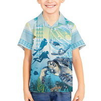 Personalized Snorkeling Hawaii Family Matching Short Sleeve Bodycon Dress and Hawaiian Shirt Ocean Lover Hawaiian Kakau Honu Turtle