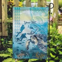 Personalized Snorkeling Hawaii Garden Flag Ocean Lover Hawaiian Kakau Honu Turtle LT14 Garden Flag Cyan - Polynesian Pride