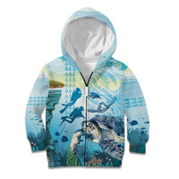 Personalized Snorkeling Hawaii Kid Hoodie Ocean Lover Hawaiian Kakau Honu Turtle
