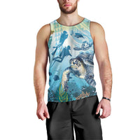 Personalized Snorkeling Hawaii Men Tank Top Ocean Lover Hawaiian Kakau Honu Turtle LT14 - Polynesian Pride