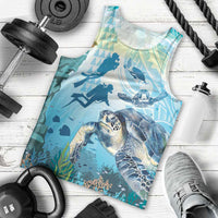 Personalized Snorkeling Hawaii Men Tank Top Ocean Lover Hawaiian Kakau Honu Turtle LT14 - Polynesian Pride