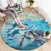 Personalized Snorkeling Hawaii Round Carpet Ocean Lover Hawaiian Kakau Honu Turtle
