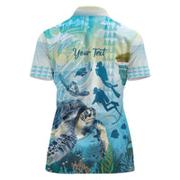 Personalized Snorkeling Hawaii Women Polo Shirt Ocean Lover Hawaiian Kakau Honu Turtle