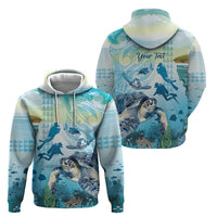 Personalized Snorkeling Hawaii Zip Hoodie Ocean Lover Hawaiian Kakau Honu Turtle