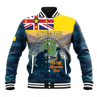 Niue ANZAC Day Baseball Jacket We Will Remember Them Camouflage Style LT14 Unisex Yellow - Polynesian Pride