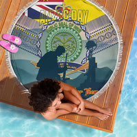 Niue ANZAC Day Beach Blanket We Will Remember Them Camouflage Style LT14 - Polynesian Pride