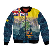 Niue ANZAC Day Bomber Jacket We Will Remember Them Camouflage Style