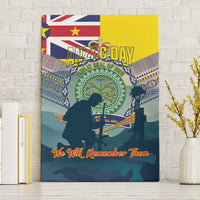 Niue ANZAC Day Canvas Wall Art We Will Remember Them Camouflage Style LT14 Without Frame Yellow - Polynesian Pride