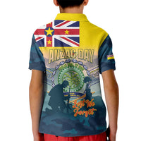 Niue ANZAC Day Kid Polo Shirt We Will Remember Them Camouflage Style