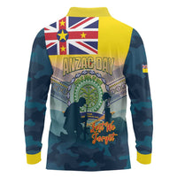 Niue ANZAC Day Long Sleeve Polo Shirt We Will Remember Them Camouflage Style