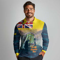 Niue ANZAC Day Long Sleeve Polo Shirt We Will Remember Them Camouflage Style