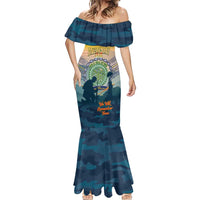 Niue ANZAC Day Mermaid Dress We Will Remember Them Camouflage Style