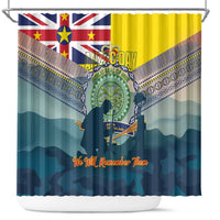Niue ANZAC Day Shower Curtain We Will Remember Them Camouflage Style