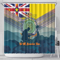 Niue ANZAC Day Shower Curtain We Will Remember Them Camouflage Style