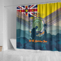 Niue ANZAC Day Shower Curtain We Will Remember Them Camouflage Style