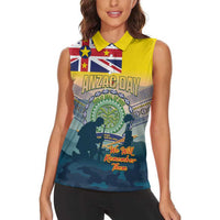 Niue ANZAC Day Women Sleeveless Polo Shirt We Will Remember Them Camouflage Style