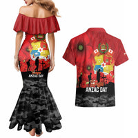 Tonga ANZAC Day Couples Matching Mermaid Dress and Hawaiian Shirt Ngatu Pattern We Will Remember Them LT14 - Polynesian Pride
