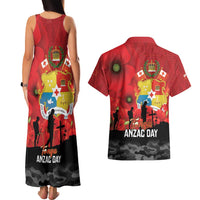 Tonga ANZAC Day Couples Matching Tank Maxi Dress and Hawaiian Shirt Ngatu Pattern We Will Remember Them LT14 - Polynesian Pride