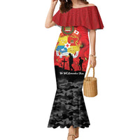 Tonga ANZAC Day Family Matching Mermaid Dress and Hawaiian Shirt Ngatu Pattern We Will Remember Them