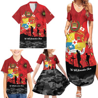 Tonga ANZAC Day Family Matching Summer Maxi Dress and Hawaiian Shirt Ngatu Pattern We Will Remember Them