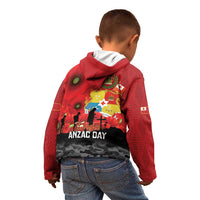 Tonga ANZAC Day Kid Hoodie Ngatu Pattern We Will Remember Them