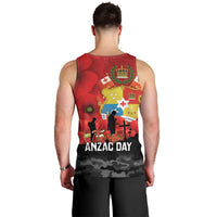 Tonga ANZAC Day Men Tank Top Ngatu Pattern We Will Remember Them LT14 - Polynesian Pride