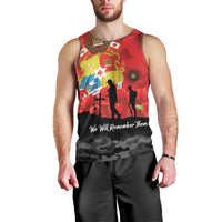 Tonga ANZAC Day Men Tank Top Ngatu Pattern We Will Remember Them LT14 - Polynesian Pride