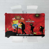 Tonga ANZAC Day Tablecloth Ngatu Pattern We Will Remember Them LT14 Red - Polynesian Pride