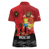 Tonga ANZAC Day Women Polo Shirt Ngatu Pattern We Will Remember Them