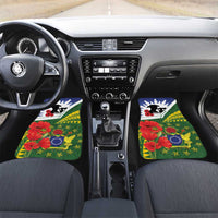 Cook Islands ANZAC Day Car Mats Last Post Lest We Forget LT14 Set 2pcs - Front Green - Polynesian Pride