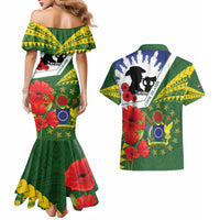 Cook Islands ANZAC Day Couples Matching Mermaid Dress and Hawaiian Shirt Last Post Lest We Forget LT14 - Polynesian Pride