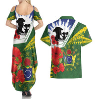 Cook Islands ANZAC Day Couples Matching Summer Maxi Dress and Hawaiian Shirt Last Post Lest We Forget LT14 - Polynesian Pride